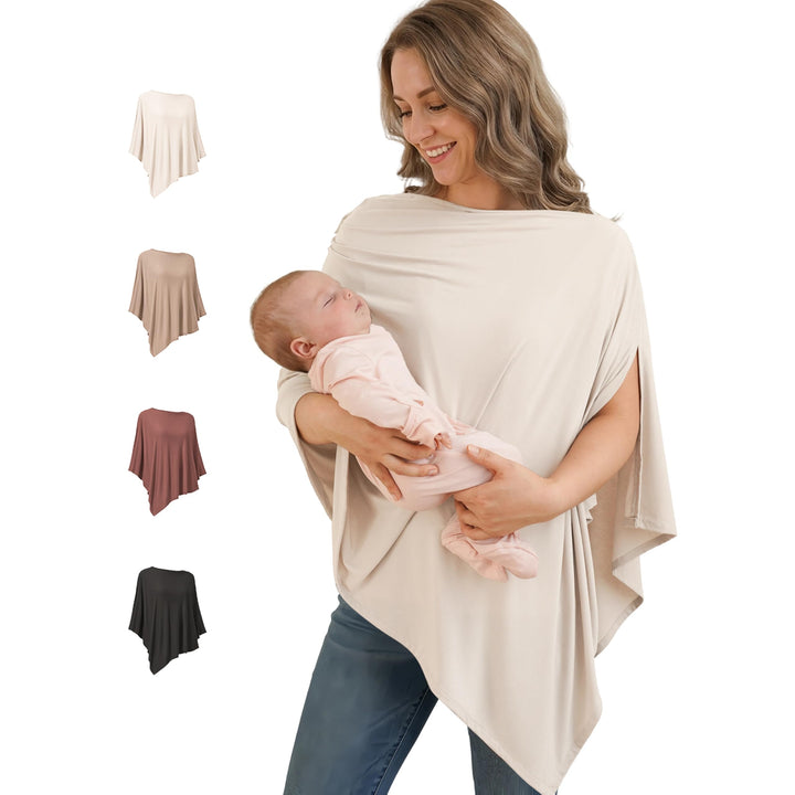 Konssy Rayon Made from Bamboo Nursing Cover for Breastfeeding Buttery Soft, Breathable & Stretchy, Wearable Nursing Poncho, Multi-Use Car Seat Canopy, 360° Full Privacy