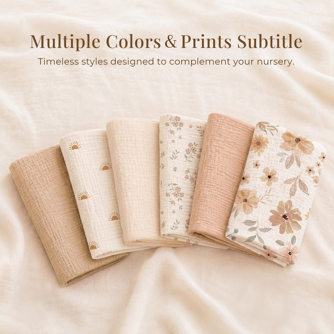 Konssy 2-Pack Muslin Nursing Pillow Covers, Floral Soft Slipcover for Baby Covers Only, 100% Cotton, Hidden Zipper, Washable, Breastfeeding Pillows Covers for Newborn Boys & Girls