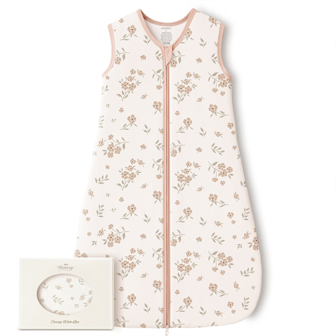 Konssy Rayon Made from Bamboo Baby Sleep Sack, 1.0 TOG Quilted Baby Wearable Blanket with 2-Way Zipper, Sleeping Bag
